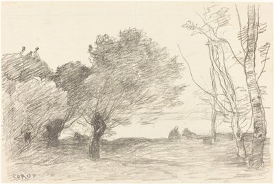 柳と白ポプラ (Saules et peupliers blancs) 作： Jean Baptiste Camille Corot