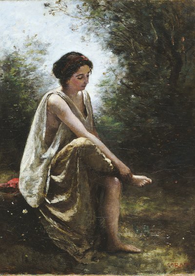 負傷したエウリュディツェ、1868〜70年 作： Jean Baptiste Camille Corot