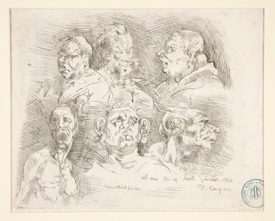グロテスクな頭のスケッチ 作： Jean Baptiste Carpeaux