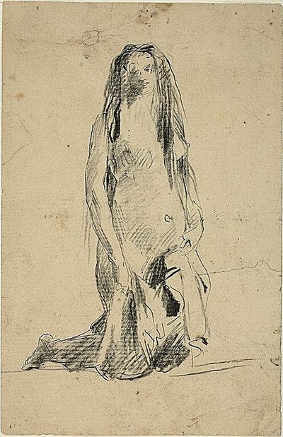 ひざまずく裸婦とドレープ 作： Jean Baptiste Carpeaux