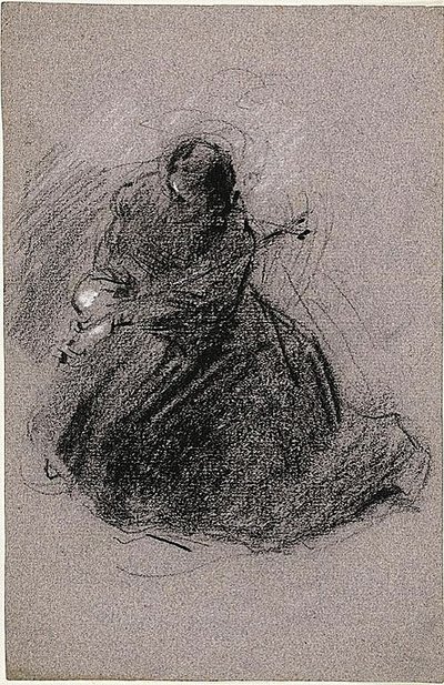 聖フランチェスコ（レクト）、二人の人物（裏面） 作： Jean Baptiste Carpeaux