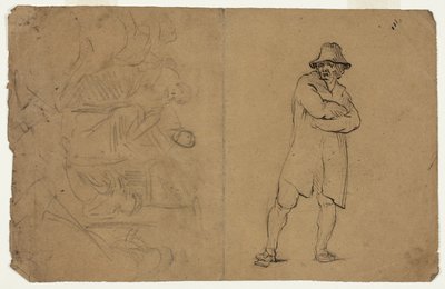つのスケッチ：腕を組んだ立像と人物の群像 作： Jean Baptiste Carpeaux