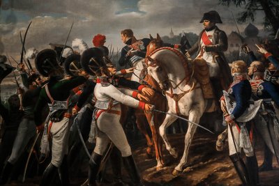 アベンスベルクでバイエルン軍とヴュルテンベルク軍を叱咤激励するボナパルト 作： Jean Baptiste Debret