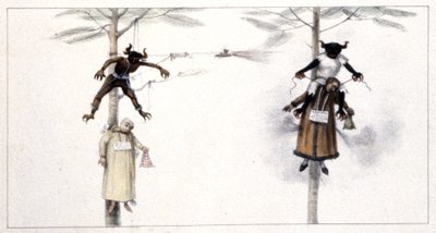 ブラジル: 1839 年の聖土曜日に焼かれたユダと悪魔の彫像の人形 (彫刻) 作： Jean Baptiste Debret