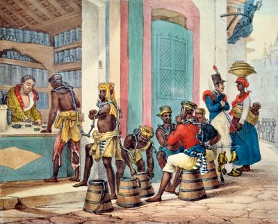 1835年、リオデジャネイロのタバコ屋からタバコを購入する有罪判決を受けた奴隷 作： Jean Baptiste Debret