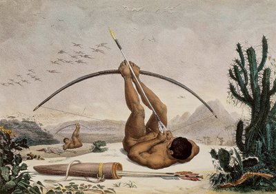 ネイティブアーチャー、ブラジルの内部の旅からのイラスト、1834 作： Jean Baptiste Debret