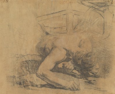 地面とベッドの隅に横たわる男 [裏面] 作： Jean Baptiste Deshays