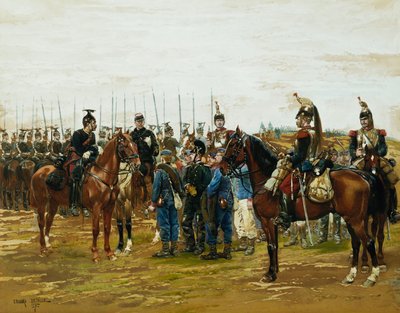 1875年にバイエルンの兵士を拘束したフランスのキュラシエ 作： Jean Baptiste Edouard Detaille