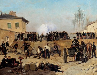 パリの包囲戦：「1870年9月19日のヴィルジュイフでの戦い」 エドゥアール・ディテール（1848-1912）による絵画 1870年 日。0,55x0,67 m パリ、オルセー美術館 作： Jean Baptiste Edouard Detaille