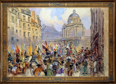 1806年のウルムとアウステルリッツの戦いの後、トロペスの元老院への降伏 エスキース エドゥアール・デテール（1848-1912）の水彩画 作： Jean Baptiste Edouard Detaille