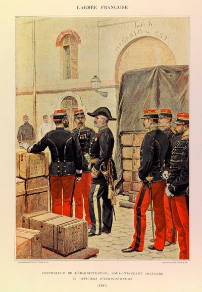 ジュール・リシャール大尉のフランス軍の種類と軍服、エドゥアール・ディテール（1848-1912）が描いたもの。1887年の行政長官、副軍司令官、行政官、個人蔵 作： Jean Baptiste Edouard Detaille