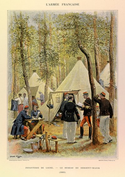 ジュール・リシャール大尉のフランス軍の種類と軍服、エドゥアール・ディテール（1848-1912）によるイラスト。ライン・インファントリー。1885年の軍曹長のオフィス、プライベート・コレクション 作： Jean Baptiste Edouard Detaille