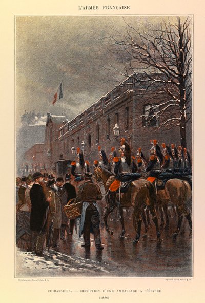 Edouard Detaille（1848-1912）が描いたジュール・リシャール大尉のフランス軍の種類と軍服。キュイラッシェ。1886年、エリゼ宮での大使館のレセプション、個人蔵 作： Jean Baptiste Edouard Detaille