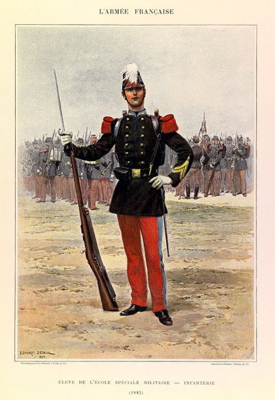 Edouard Detaille（1848-1912）が描いたジュール・リシャール大尉のフランス軍の種類と制服。1885年の特別軍事学校歩兵科の生徒、個人蔵 作： Jean Baptiste Edouard Detaille