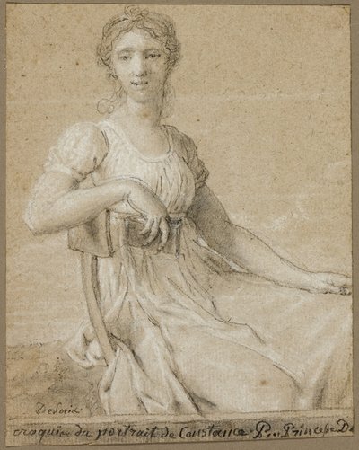 コンスタンス・パイプレットの肖像画のスケッチ（レクト）；女性の頭部（裏面） 作： Jean Baptiste Francois Desoria