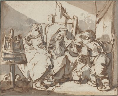 2 人の子供を持つ疲れた女性 作： Jean Baptiste Greuze