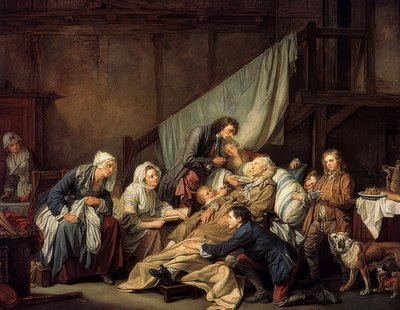 良い教育の実（麻痺）。 1763 作： Jean Baptiste Greuze