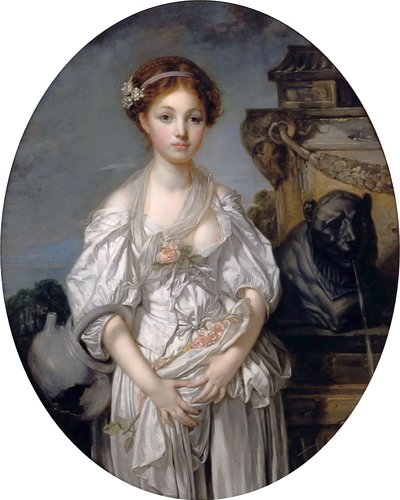 フランス語で  La cruche cassée 割れたピッチャー 作： Jean-Baptiste Greuze