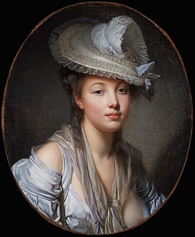 フランス語：Le Chapeau blanc 白い帽子 作： Jean-Baptiste Greuze