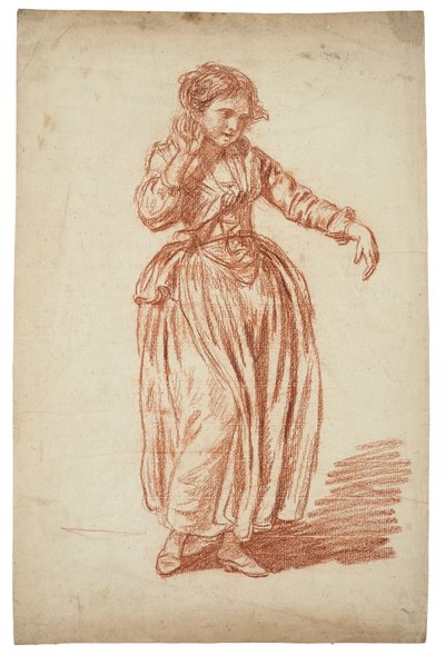 立っている女の子、耳に右手 作： Jean Baptiste Greuze