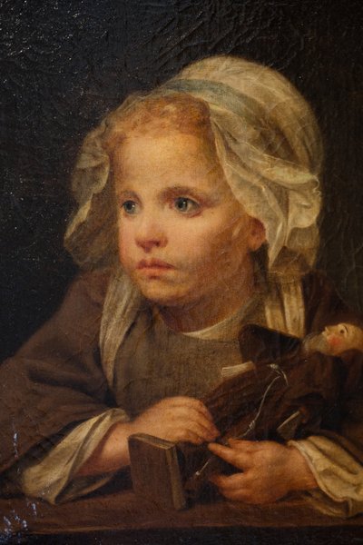 カプチンと少女、詳細 作： Jean Baptiste Greuze