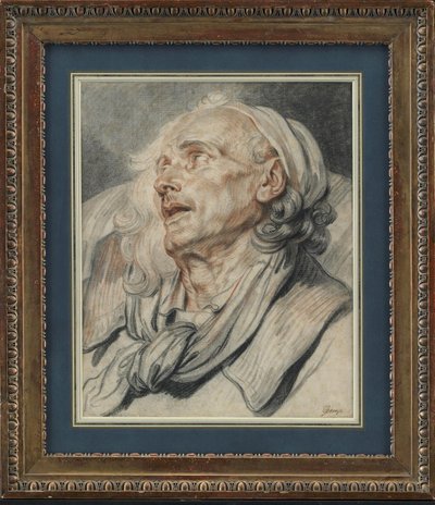 足の不自由な人の頭のための研究 作： Jean Baptiste Greuze