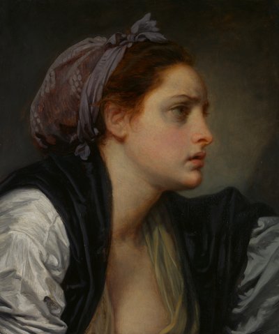 女性の頭、スタディ1780。 作： Jean Baptiste Greuze