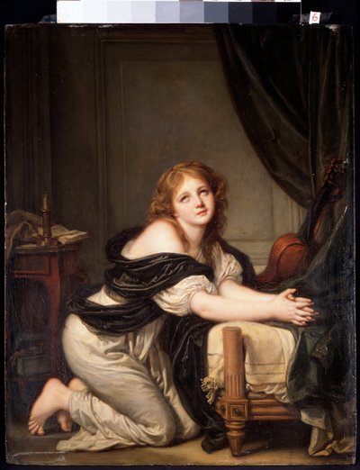 朝の祈り（油彩・キャンバス 作： Jean Baptiste Greuze