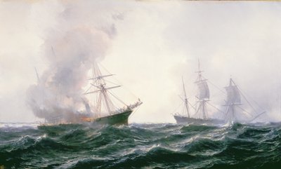 海で火がついた船 作： Jean Baptiste Henri Durand Brager