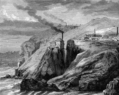 19世紀のイギリス、コーンウォールの景色。 作： Jean Baptiste Henri Durand Brager