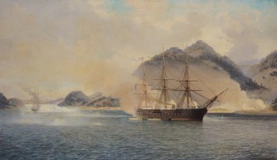 下関海峡の海戦、1863年7月20日、1865年 作： Jean Baptiste Henri Durand Brager