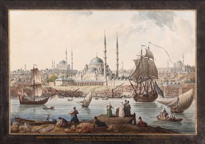 イエニカミとイスタンブール港、18世紀の後半。 作： Jean Baptiste Hilair