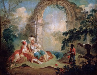 トルコのパシャとオダリスク、18世紀後半または19世紀初頭。 作： Jean Baptiste Hilair