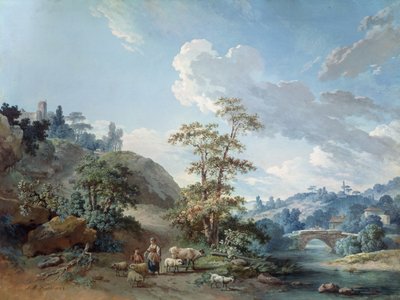 谷の橋、1778年（ガッシュ） 作： Jean Baptiste Huet