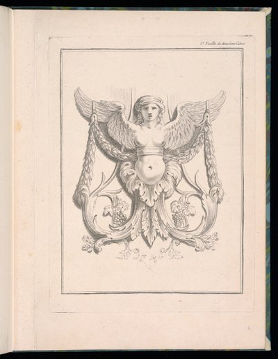 スフィンクスのデザイン、pl。 2, Deuxieme Cahiers des arabesques dessinés par J.B. Huet... [Book 2, Portfolios of Arabesques Designed by J.B. Huet... もっている] 作： Jean Baptiste Huet