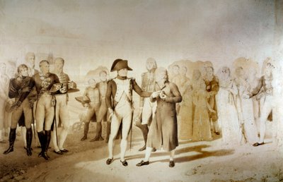 1806年6月20日、皇帝ナポレオン1世（1769-1821）とインプレス・ジョセフィーヌ・ドゥ・ボーアルネがジュイにあるムッシュー・オベルカンプフの織物工場を訪れる。ジャン・バティスト・イサベイ（1767-1855）によるデッサン 1806年 日1,28x1,45 m Versailles, musee du chateau 作： Jean Baptiste Isabey