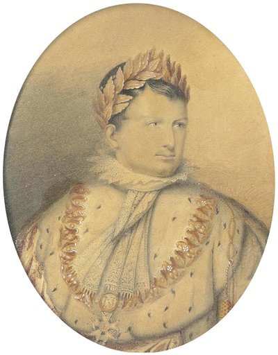 Portrait of Napoleon. Pencil and watercolour, 14 x 10.5 cm (oval)   1397140   ja       japanese Successfully Translated  Original: La fiancee du roi de Garbe: Larbre Translat: La fiancee du roi de Garbe: L