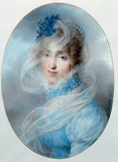 王妃オルタンス・ド・ボーアルネ（1783-1837）の肖像 王妃オルタンス・ド・ボーアルネは、皇后ジョゼフィーヌ・ド・ボーアルネの娘で、後のナポレオン3世の母でもあります。Jean Baptiste Isabey（1767-1855）による水彩画 1813年 日。0,13x0,95 m Malmaison, musee du chateau 作： Jean Baptiste Isabey
