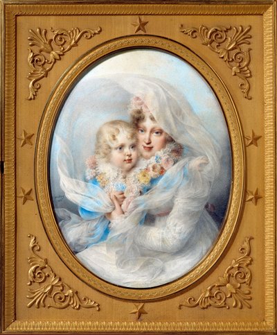 メアリー・ルイーズ（1791-1847）とローマ王ナポレオン2世（1811-1832）の肖像 皇帝ナポレオン1世（1769-1821）の息子 ジョン・ザ・バプティスト・イサベイ（1767-1855）の絵画 1814年 個人蔵 作： Jean Baptiste Isabey