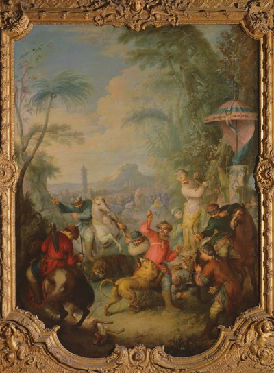 中国のライオンとタイガーハント 作： Jean Baptiste Joseph Pater