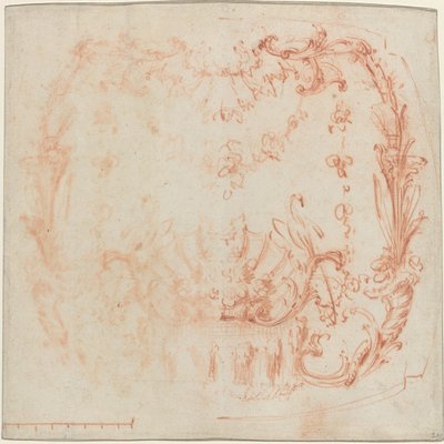 噴水と白鳥のあるロココ調の壁のデザイン [裏面] 作： Jean Baptiste Joseph Pater