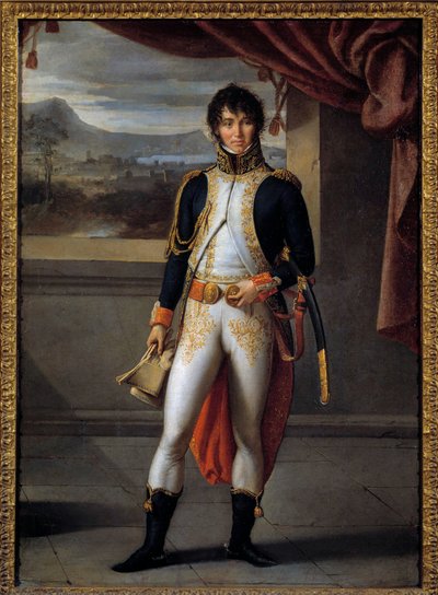 Portrait en pied de Joachim Murat (1767-1815) marechal de France 絵画：Jean Baptiste Joseph Wicar (1762-1834) 1808 Sun.0,56x0,73 m Lille, musee des Beaux Arts - フランス元帥Joachim Murat (1767-1815)の全身像。ジャン・Bによる絵画 作： Jean Baptiste Joseph Wicar