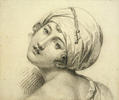 エマの肖像（c.1765-1815）レディハミルトン（紙に黒いチョーク） 作： Jean Baptiste Joseph Wicar