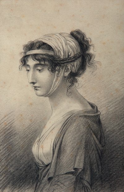 ポーリーン・ボナパルト、ボルゲーゼ王女の肖像（紙に黒鉛） 作： Jean Baptiste Joseph Wicar