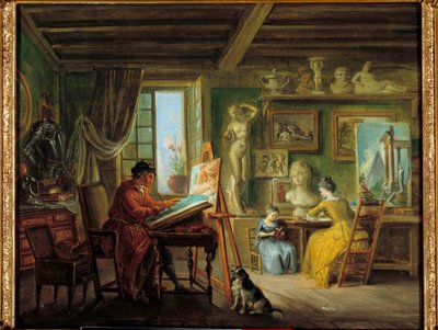 画家の仕事場 ジャン・バティスト・ラレマン（1710-1803）の絵画 18世紀 ディジョンの美術館 作： Jean Baptiste Lallemand