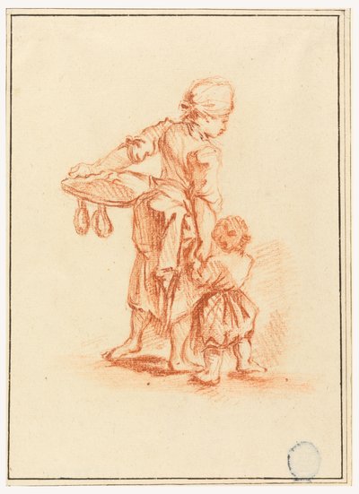 素描《子供を導く女性》1750-75年 作： Jean-Baptiste Le Prince