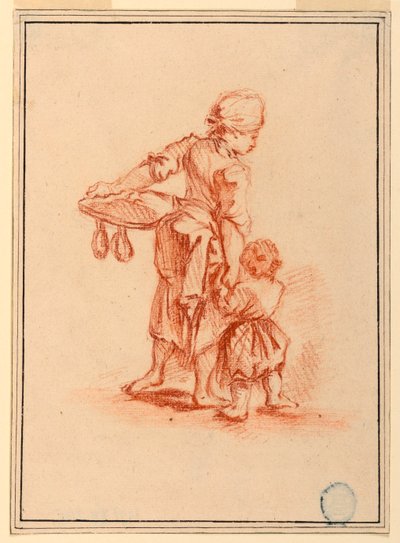 素描《子供を導く女性》1750-75年 作： Jean-Baptiste Le Prince