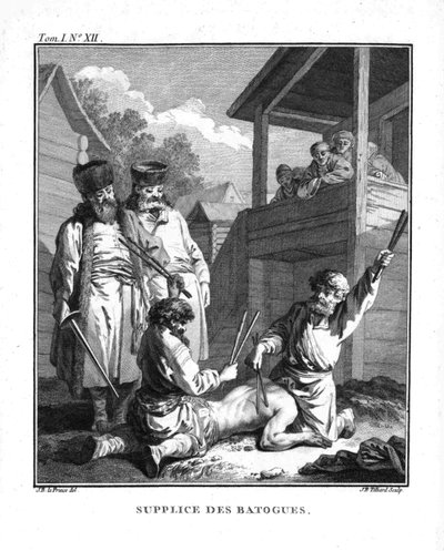 バトグによる罰。航海からシベリアへ、1766 作： Jean Baptiste Le Prince