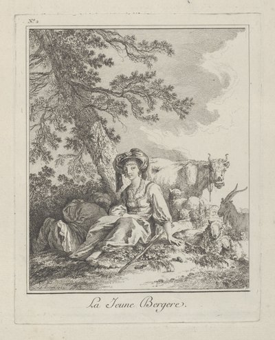 若き羊飼い、プレート2、Divers Habillements des Peuples du Nord、1765 作： Jean Baptiste Le Prince