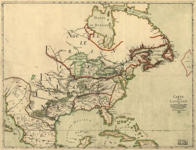 フランケランのルイジアナ地図LOC 2001620469 作： Jean Baptiste Louis Franquelin
